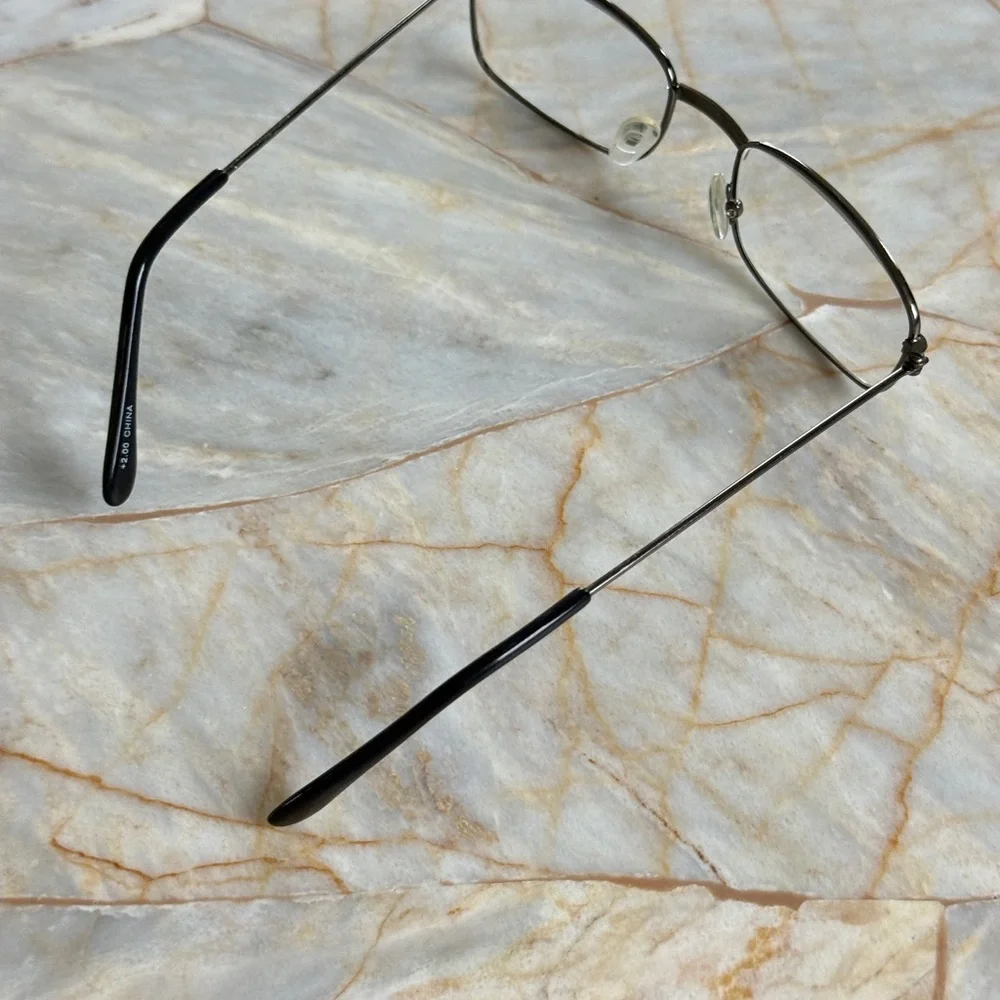 Men's or Womens +2.00 Reading Glasses Rectangle Metal Frame Glasses in Silver +2